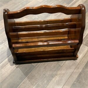 Elegant Brown Wooden Magazine Rack